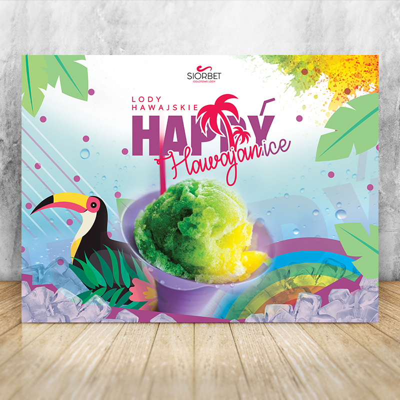 baner do lodów hawajskich happyice siorbet baner reklamowy lody hawajskie happyice siorbet 200 x 150